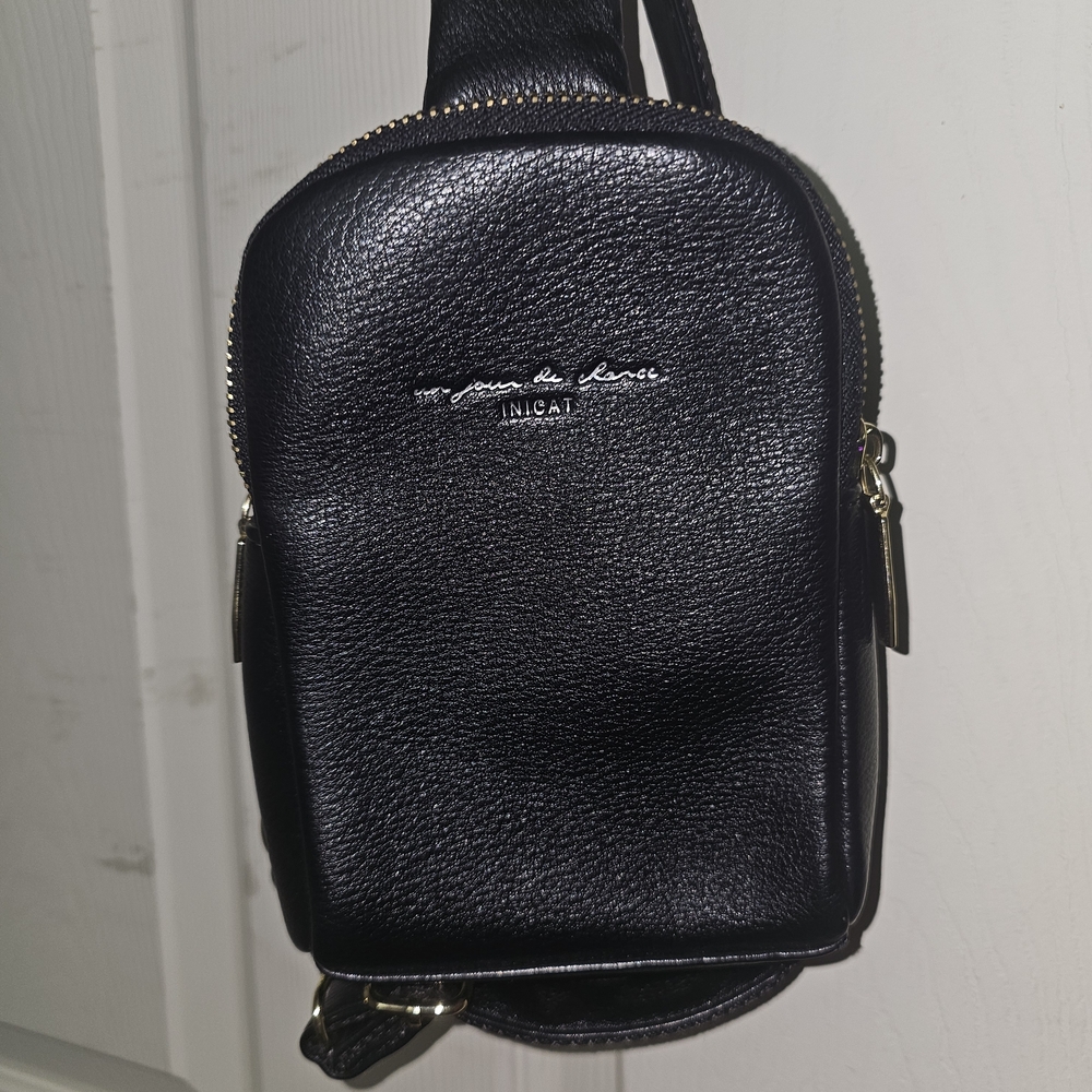 Black Pleather Cross Body Bag
